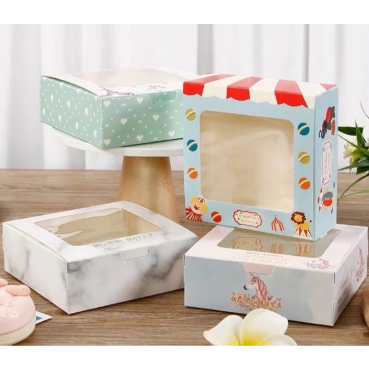 Kraft Paper Boxes For Packaging Cupcake Pink Window Flower Gift Wedding Bags For Cake Candy Cookies Toy Party (3151L)