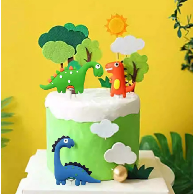 Roar Dinosaur Birthday Cake Topper Happy Birthday Cake Girl Boy 1st Birthday Party Decor (3163L) - Image 2