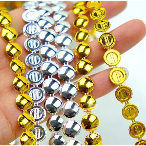 1yard Gold Silver ABS semicircle connecting beads DIY wedding imitation pearl double thread 半面定位连线珠链(2797L) - Image 9