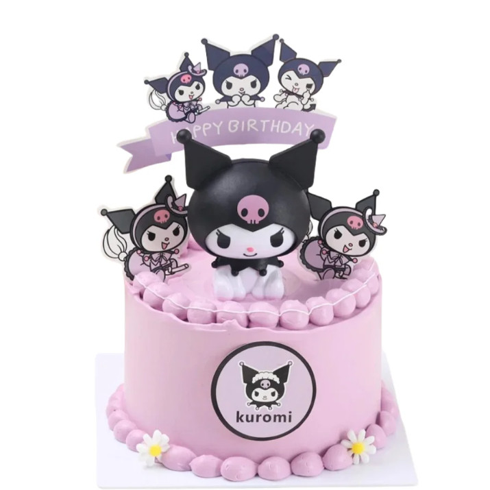 Sanrio Kuromi Cake Topper Cute Cartoon Cupcake Decoration Anime Party Dessert Decor Mini Model Kid Birthday Party(3166L) - Image 3