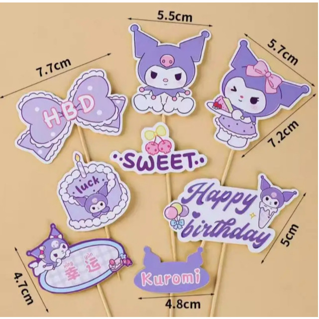 Sanrio Kuromi Cake Topper Cute Cartoon Cupcake Decoration Anime Party Dessert Decor Mini Model Kid Birthday Party(3166L) - Image 7