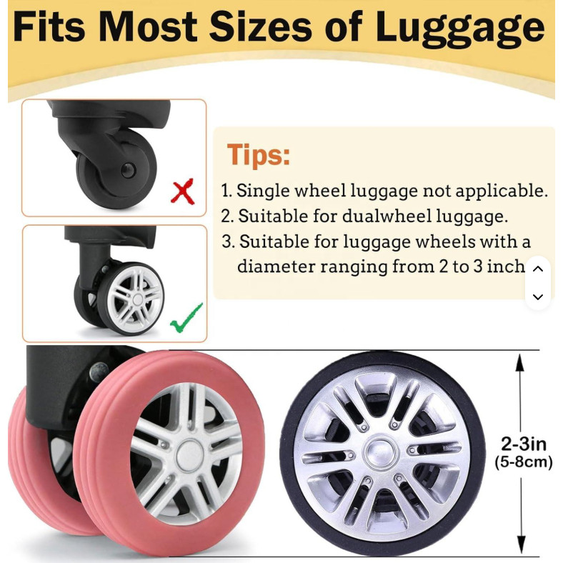 Silicone Rubber Luggage Wheel Covers for Suitcase, Luggage Wheel Protector Covers for Most (3177L) - Image 5