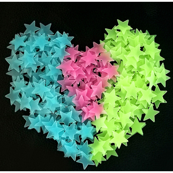 100 Pcs Glow In The Dark Luminous Stars Fluorescent Noctilucent Plastic Wall Sticker Kids 星星夜光贴片(2506L) - Image 8