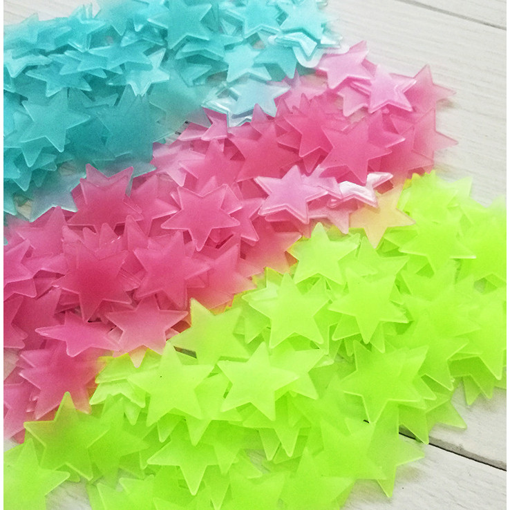 100 Pcs Glow In The Dark Luminous Stars Fluorescent Noctilucent Plastic Wall Sticker Kids 星星夜光贴片(2506L) - Image 9