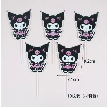 Sanrio Kuromi Cake Topper Cute Cartoon Cupcake Decoration Anime Party Dessert Decor Mini Model Kid Birthday Party(3166L) - Image 9