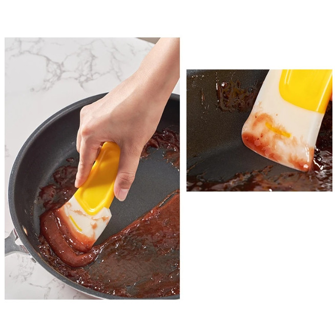 Silicone Kitchen Scraper Cleaning Spatula for Food Residue Stains Pot Fry Pan Dish Oil Plate Clean Brush Baking (3170L) - Image 3
