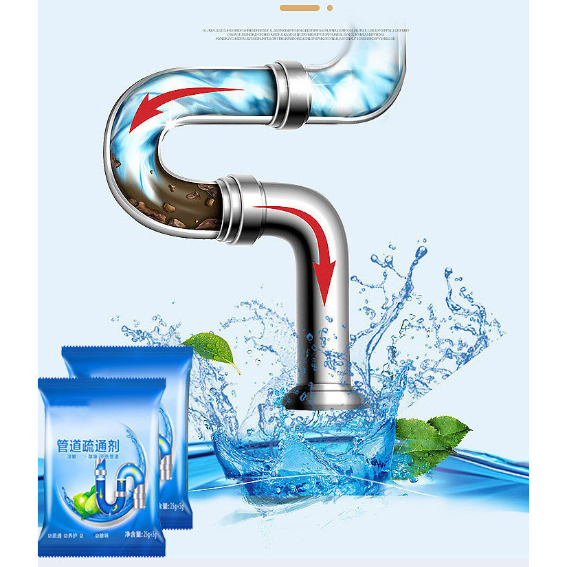 25g Drain Unclogging Powder Sink, Toilet & Kitchen Drain Cleaner Deodorizes, Cleans & Unblocks Grease, Hair (3174L)