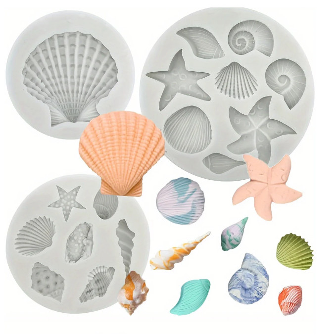 3D Marine Theme Silicone Mold Seashell Conch Starfish Baking Mold For DIY Cake Chocolate Candy Fondant Decor(3180L) - Image 2