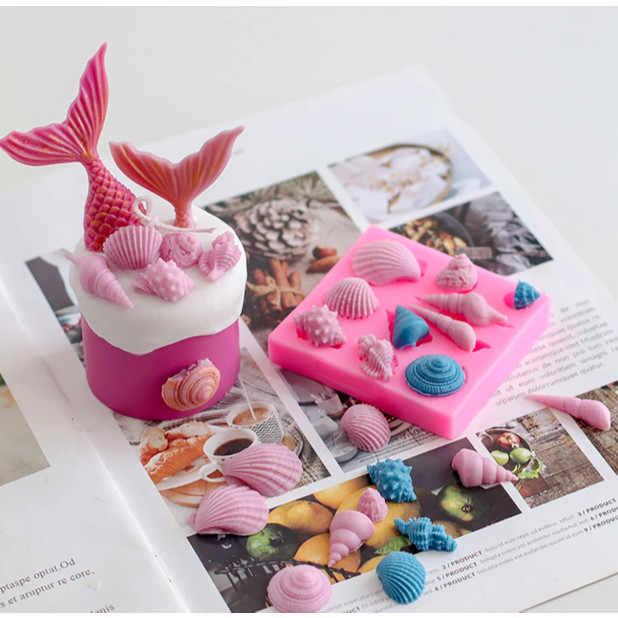 3D Marine Theme Silicone Mold Seashell Conch Starfish Baking Mold For DIY Cake Chocolate Candy Fondant Decor(3180L)