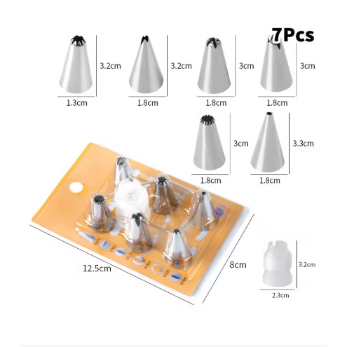 New 7/8Pcs/Set Silicone Pastry Bag Tips Kitchen Cake Icing Piping Cream Cake Decorating Tools (2262L) - Image 8