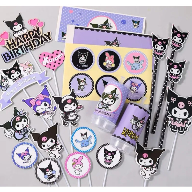 Sanrio Kuromi Cake Topper Cute Cartoon Cupcake Decoration Anime Party Dessert Decor Mini Model Kid Birthday Party(3166L) - Image 2