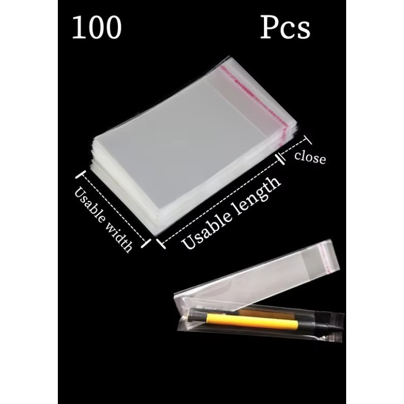 100pcs OPP Transparent Rectangular Plastic Self-adhesive Bag Ziplock Pouch Pen Jewelry Candy Packaging (3070L) - Image 7