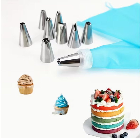 New 7/8Pcs/Set Silicone Pastry Bag Tips Kitchen Cake Icing Piping Cream Cake Decorating Tools (2262L)