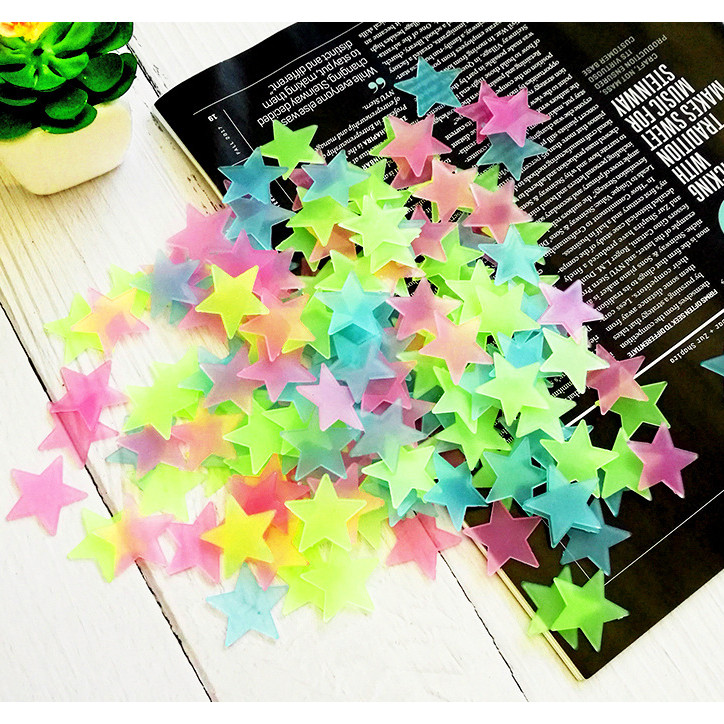100 Pcs Glow In The Dark Luminous Stars Fluorescent Noctilucent Plastic Wall Sticker Kids 星星夜光贴片(2506L) - Image 7