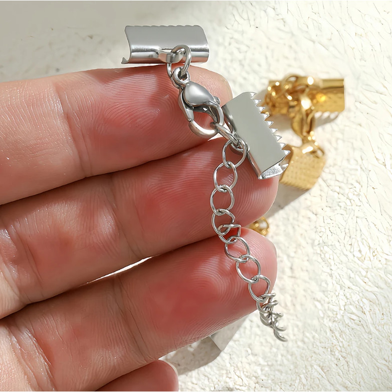 10pcs Silver KC Gold Color Rope Ends Fastener Clasps High Quality Diy Accessories 格纹马仔扣配饰 (4012L)