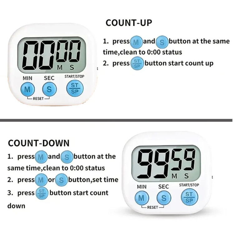1 Pack Multi-Function Timer Kitchen Baking Large-Screen Digital Reminder Positive Countdown Electronic Timer Alarm(3168L - Image 7