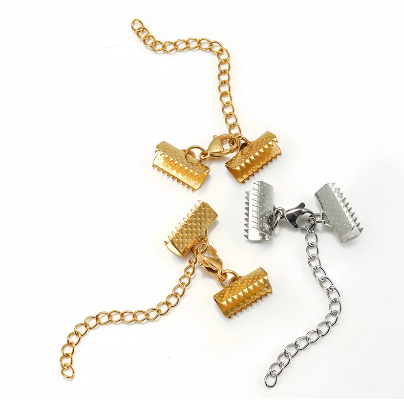 10pcs Silver KC Gold Color Rope Ends Fastener Clasps High Quality Diy Accessories 格纹马仔扣配饰 (4012L) - Image 3