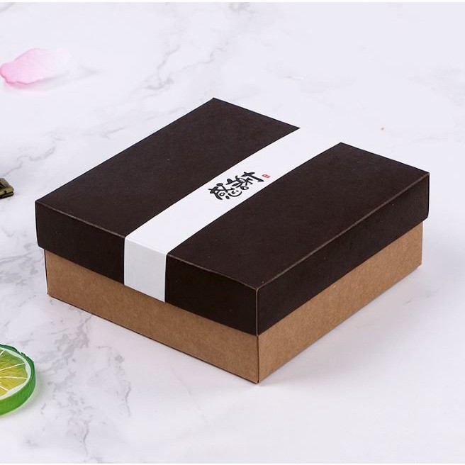 1PC Chocolate pigment kraft paper cake box small size 4 pieces 50g moon cake biscuit egg yolk crisp box(2048L)