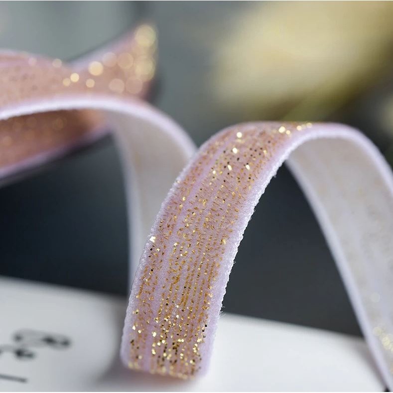 10mm Gold and Silver Wire Velvet Ribbon Wedding Party Decoration Handmade Ribbon Gift Wrapping Hair 葱绒头饰闪亮织带(2074L) - Image 9