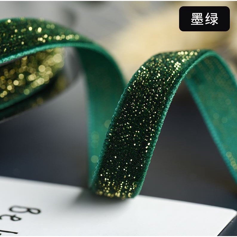 10mm Gold and Silver Wire Velvet Ribbon Wedding Party Decoration Handmade Ribbon Gift Wrapping Hair 葱绒头饰闪亮织带(2074L) - Image 19