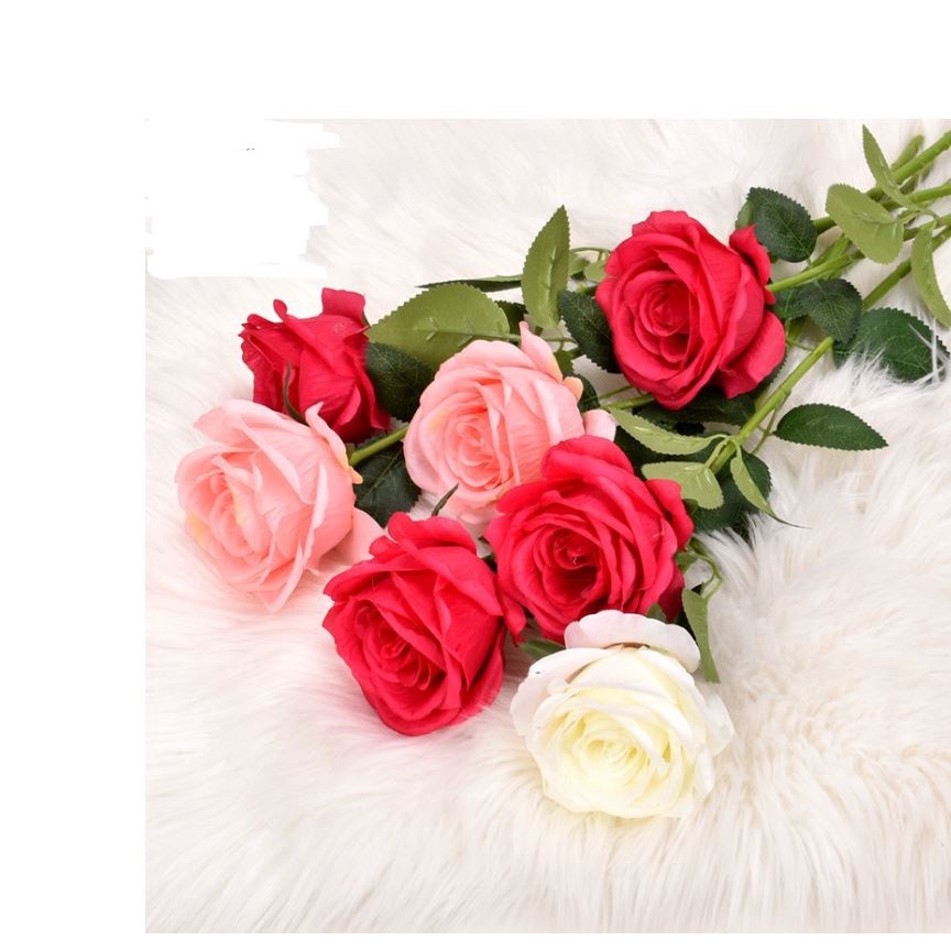 1pc Artificial Red Rose Wedding Decoration Artificial Flowers Vivid Real Touch Roses Artificial Silk Flower Bride(2062L)