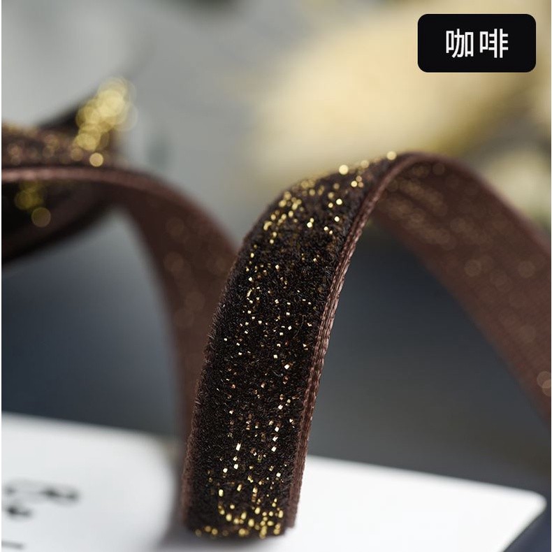10mm Gold and Silver Wire Velvet Ribbon Wedding Party Decoration Handmade Ribbon Gift Wrapping Hair 葱绒头饰闪亮织带(2074L) - Image 16