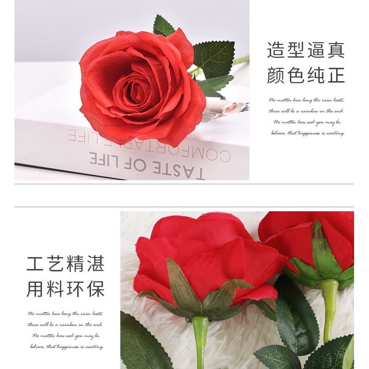 1pc Artificial Red Rose Wedding Decoration Artificial Flowers Vivid Real Touch Roses Artificial Silk Flower Bride(2062L) - Image 5