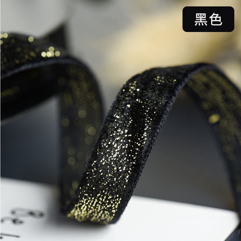 10mm Gold and Silver Wire Velvet Ribbon Wedding Party Decoration Handmade Ribbon Gift Wrapping Hair 葱绒头饰闪亮织带(2074L) - Image 10