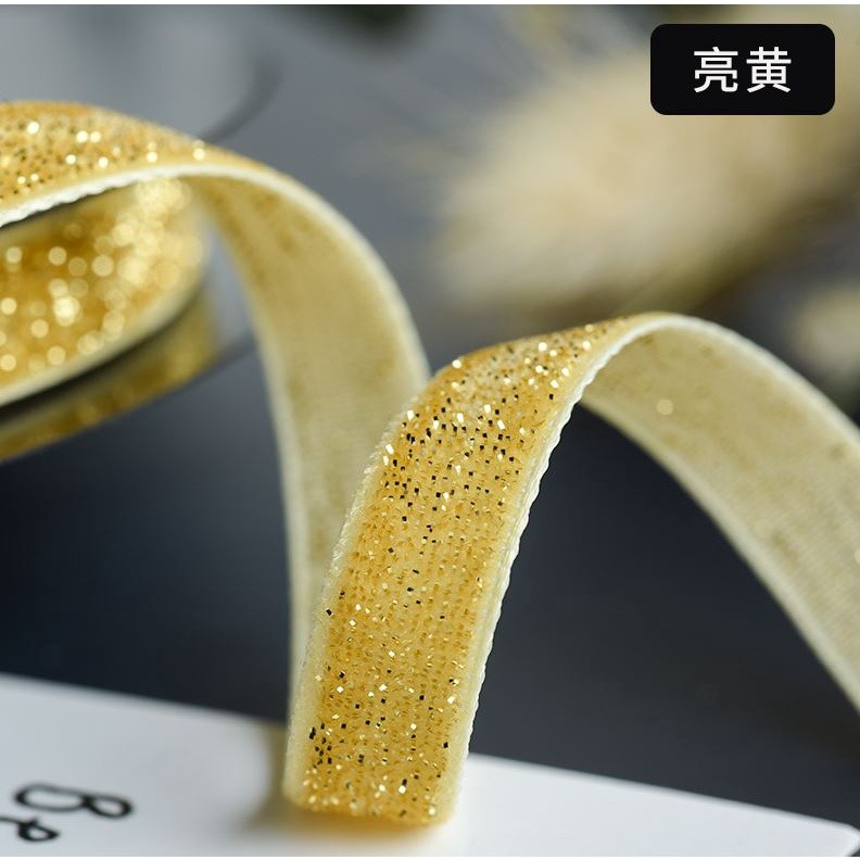 10mm Gold and Silver Wire Velvet Ribbon Wedding Party Decoration Handmade Ribbon Gift Wrapping Hair 葱绒头饰闪亮织带(2074L) - Image 11