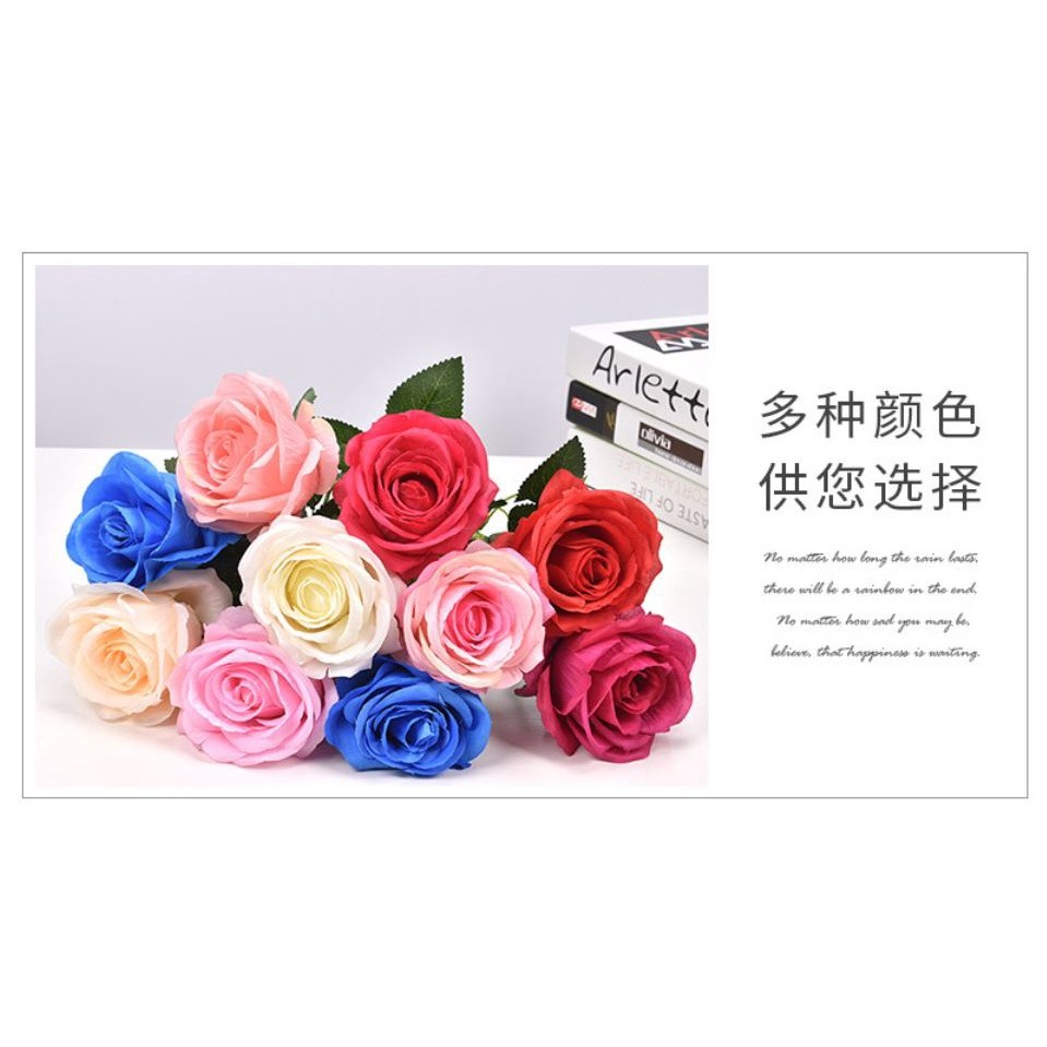 1pc Artificial Red Rose Wedding Decoration Artificial Flowers Vivid Real Touch Roses Artificial Silk Flower Bride(2062L) - Image 4