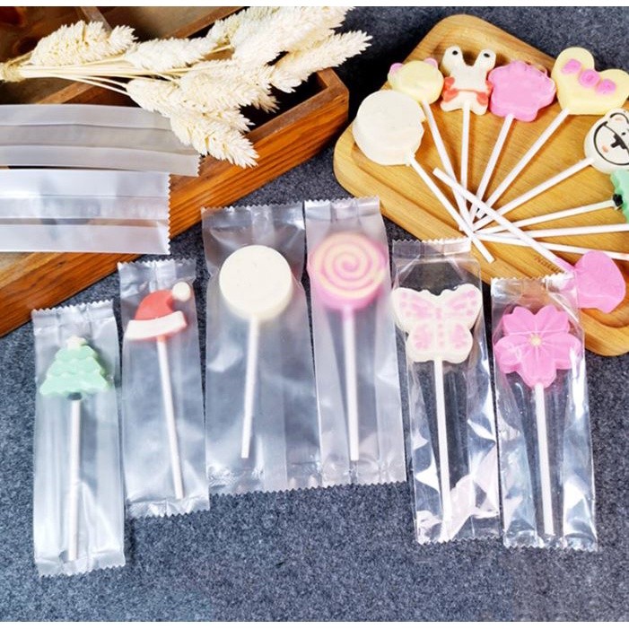 50pcs Thicker Transparent Candy Hot Seal Bag Lollipop Packing Small Cranberry Country Wedding Decoration(2092L)