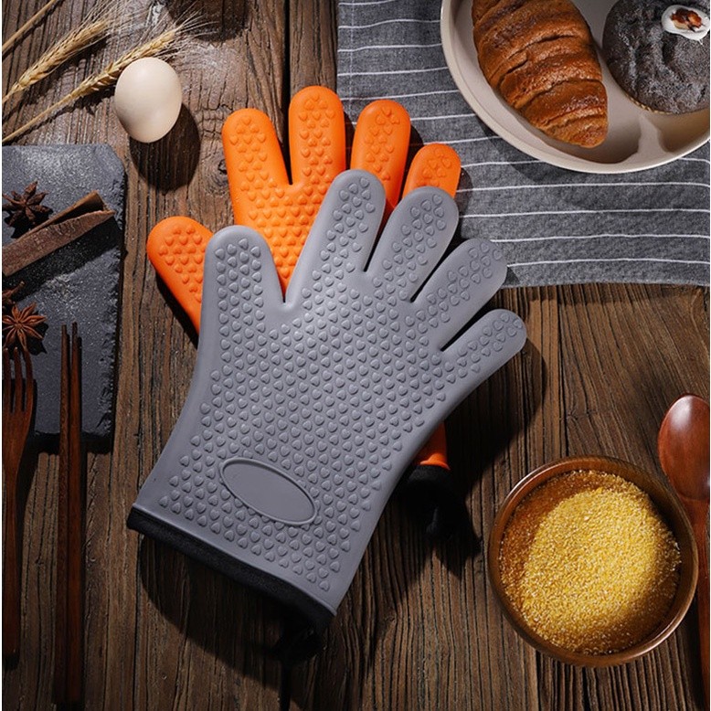 Double Layer Oven Gloves Heat Resistant Baking Gloves with Silicone and Cotton Kitchen Gloves Flexible隔热手套 微波炉硅胶(2182L) - Image 10