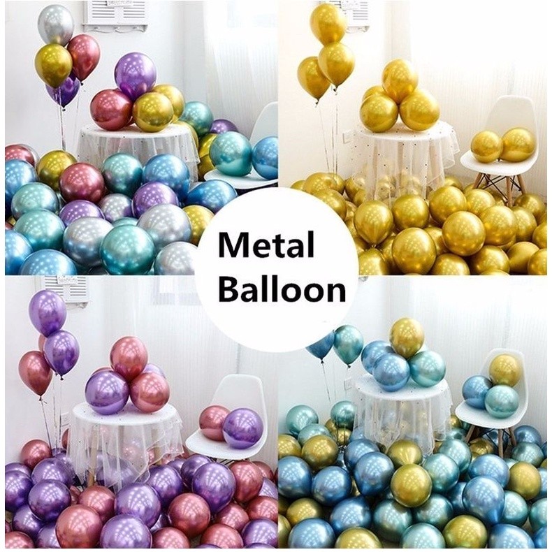10Pcs 10Inch 1.8g Latex Balloon Pearlescent Metallic Balloon for Birthday Party Wedding Decoration (2102L)
