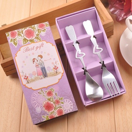 Violet Spoon Hollow Heart Shaped Stainless Steel Fork&spoon Tableware(141L)