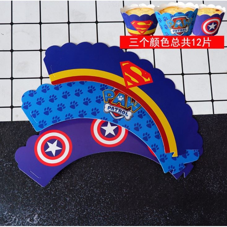 12PCS Cartoon Cake Toppers Rim Cute Cupcake Wraps Wedding Dessert Cups Children's Birthday Party Kids Gift Table (1143L) - Image 10