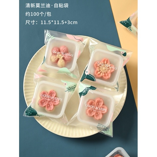 100Pcs Plastic Bags Cartoon Monster Cookie&Candy Bags Self-Adhesive for DIY Wedding Party Biscuits Snack莫兰迪月饼包装袋(2238L) - Image 5