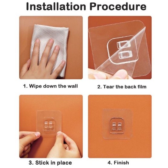 Wall Adhesive Hooks Transparent Wire Shelf Rack Hook Wall Mount Free Punch Kitchen Bathroom Non Trace Stickers(2164L) - Image 9