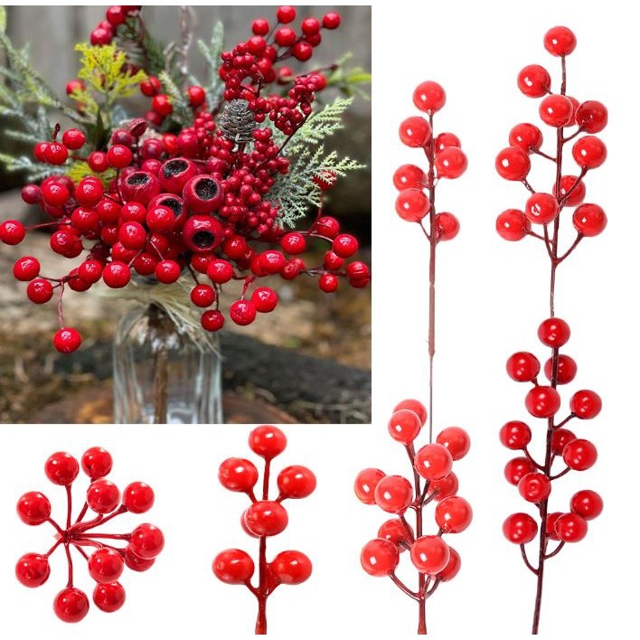 Artificial Christmas Red Berries Multi Type Foam Berries Branches For Christmas DIY Wreath Supply Xmas Tree Decor(2098L)