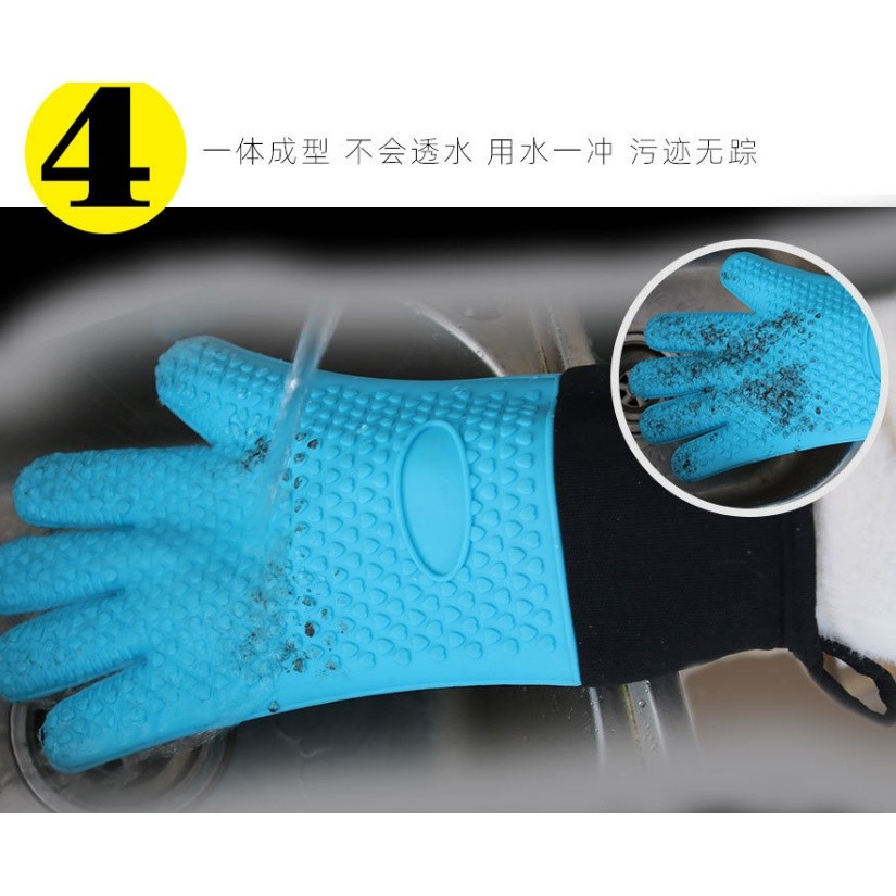Double Layer Oven Gloves Heat Resistant Baking Gloves with Silicone and Cotton Kitchen Gloves Flexible隔热手套 微波炉硅胶(2182L) - Image 9