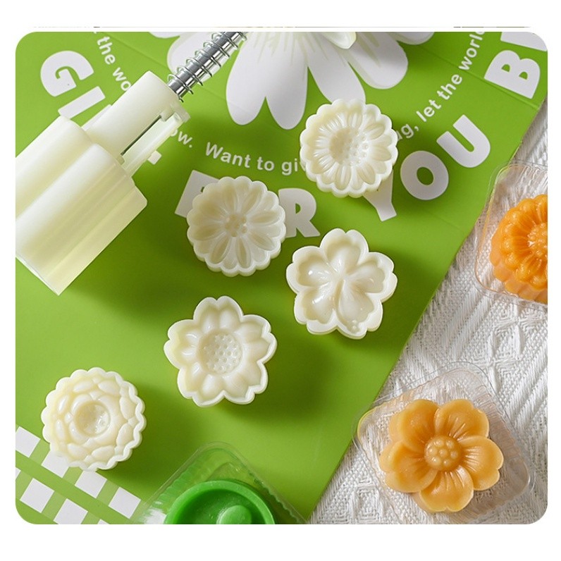30g Mini Flower Moon Cake Mold Mung Bean Cake Daisy Sunflower Lotus Shape Cookie Stamp Mid-Autumn手压立体压花点心糕点烘焙磨具(2227L) - Image 8