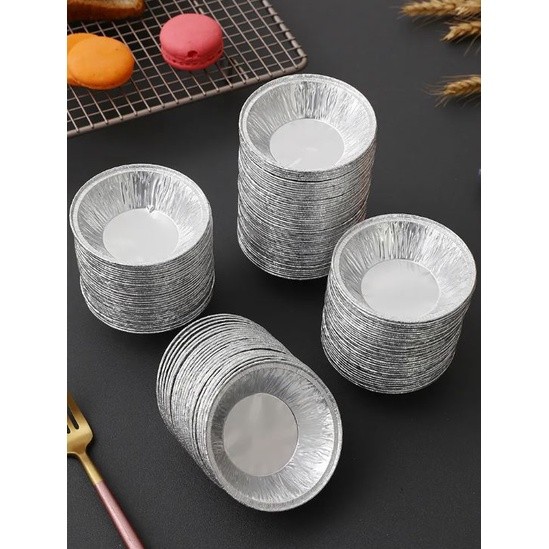 10/50pc disposable baking mold biscuit muffin tart fresh tin foil cake cup round alumin foil Portuguese egg tart(2155L) - Image 3
