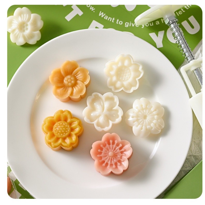 30g Mini Flower Moon Cake Mold Mung Bean Cake Daisy Sunflower Lotus Shape Cookie Stamp Mid-Autumn手压立体压花点心糕点烘焙磨具(2227L) - Image 4