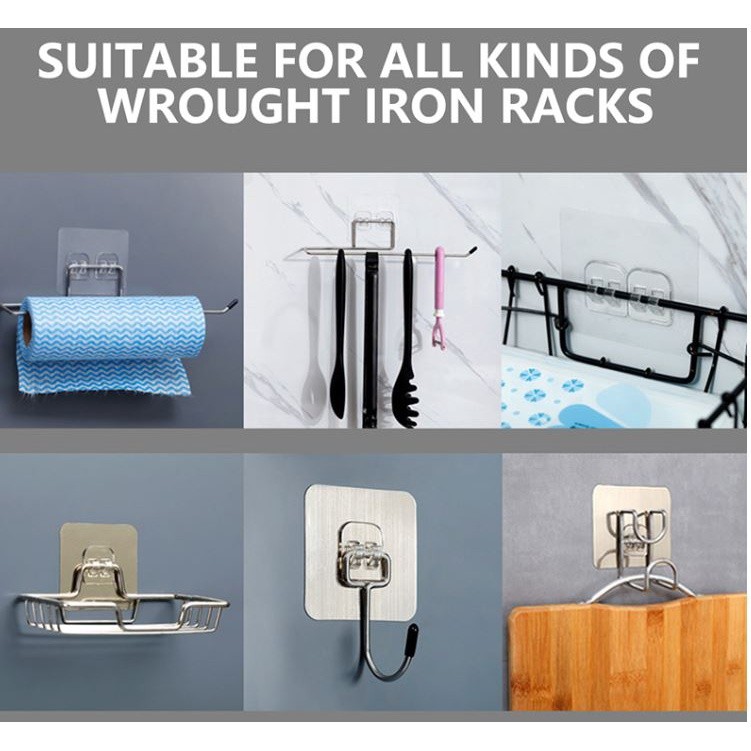 Wall Adhesive Hooks Transparent Wire Shelf Rack Hook Wall Mount Free Punch Kitchen Bathroom Non Trace Stickers(2164L) - Image 4