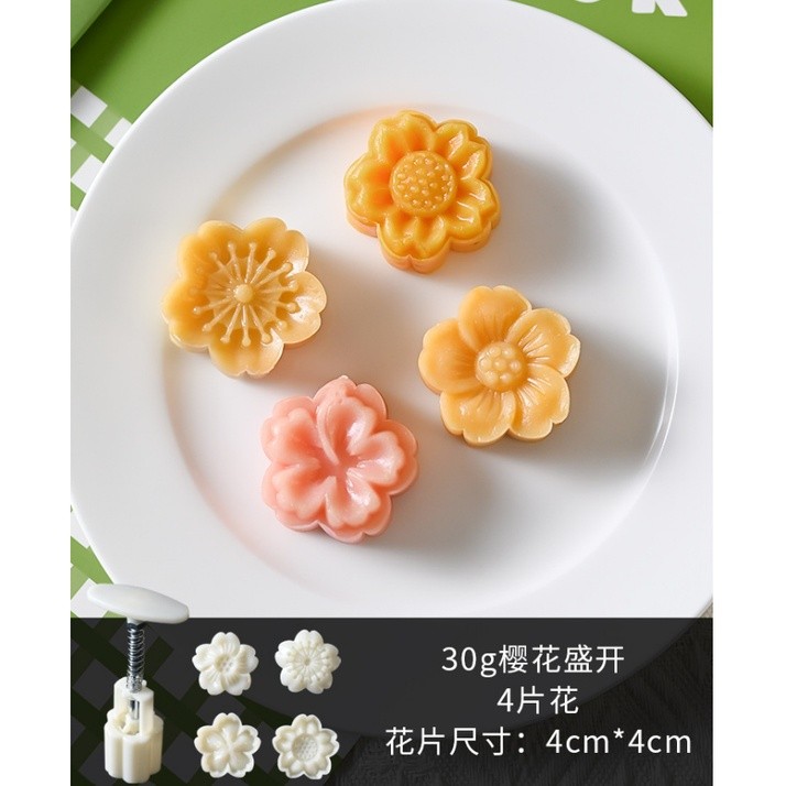 30g Mini Flower Moon Cake Mold Mung Bean Cake Daisy Sunflower Lotus Shape Cookie Stamp Mid-Autumn手压立体压花点心糕点烘焙磨具(2227L) - Image 10