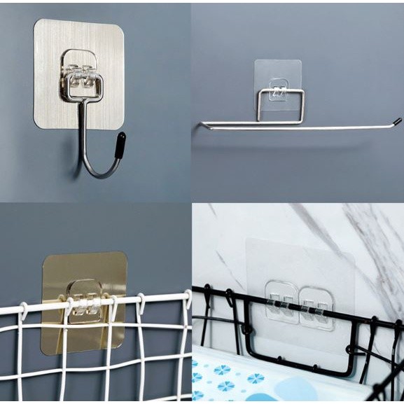 Wall Adhesive Hooks Transparent Wire Shelf Rack Hook Wall Mount Free Punch Kitchen Bathroom Non Trace Stickers(2164L) - Image 6