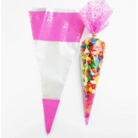 100pcs 18*37cm Large Cello Cone Sweet Treat Display Favor Gift Party Bags Clear Colour (2196L) - Image 3