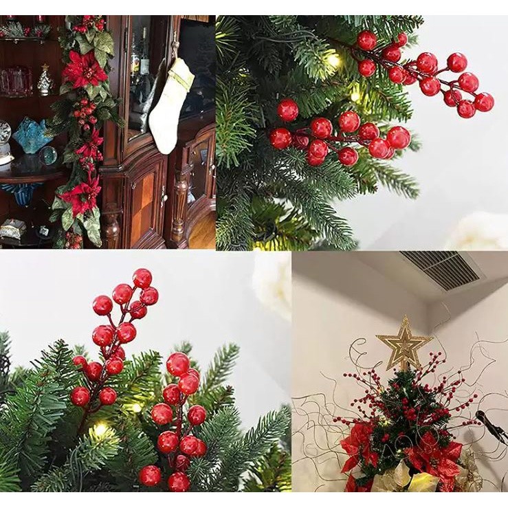 Artificial Christmas Red Berries Multi Type Foam Berries Branches For Christmas DIY Wreath Supply Xmas Tree Decor(2098L) - Image 5