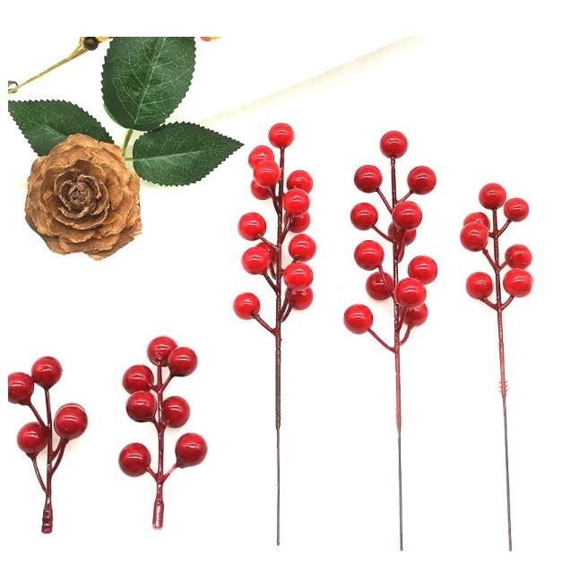 Artificial Christmas Red Berries Multi Type Foam Berries Branches For Christmas DIY Wreath Supply Xmas Tree Decor(2098L) - Image 6