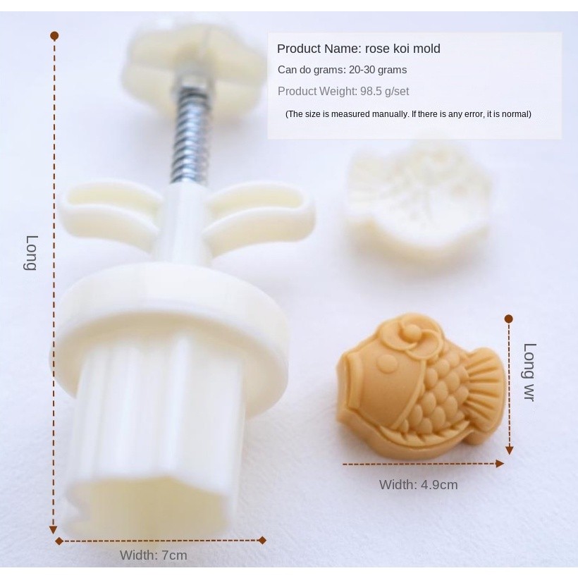 Rose Koi Shape Mooncake Mold 25g Fish Hand Pressed Mung Bean Cake Pineapple Pastry Mold【玫瑰锦鲤】 月饼模具(2218L) - Image 2