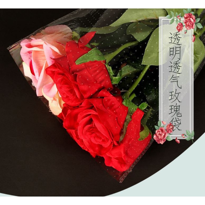 100pcs Rose Flower Package 2.5 Silk Clear Bags Birthday Party Wedding Gift Decoration Supplies DIY (2243L)
